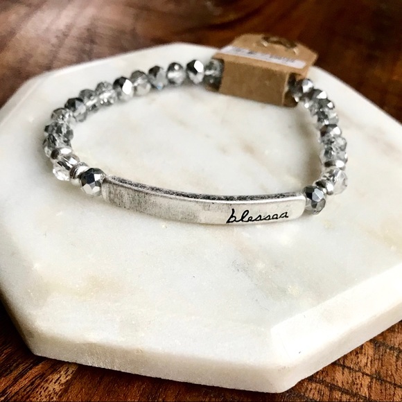 Tayzani Jewelry - Graphite Blessed Inspirational Glass Bead Bracelet